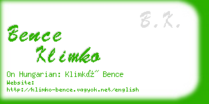 bence klimko business card